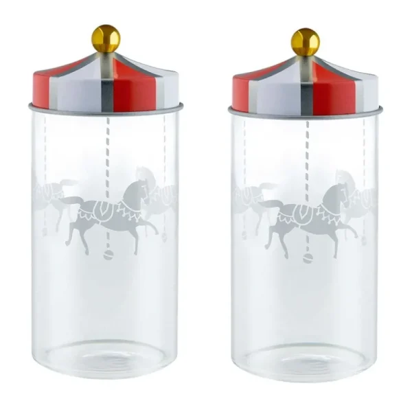 Alessi Küchenutensilien^Circus Glasgefäß, 2 Stück