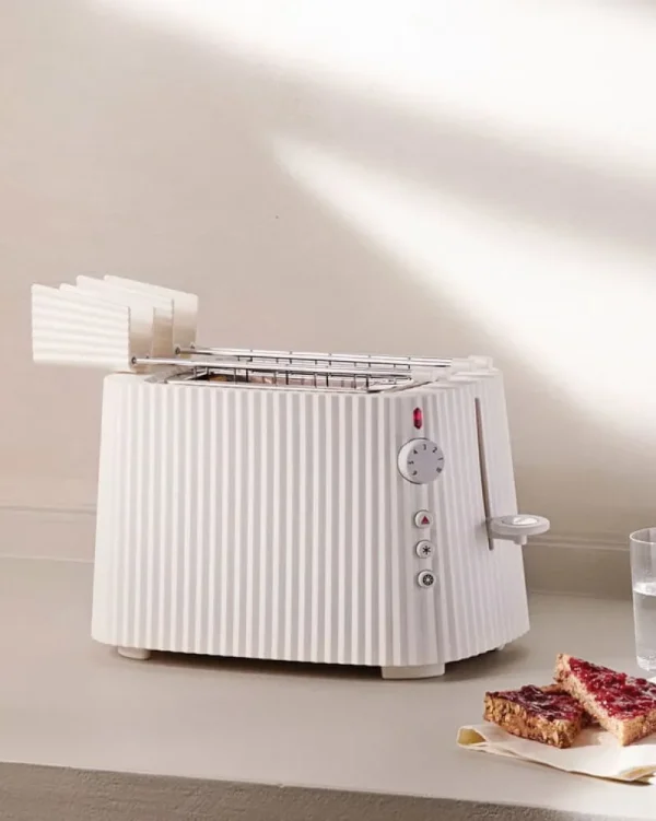 Alessi Haushaltsgeräte^Plissé Set aus Toaster und Wasserkocher, 1,7 l, Weiß