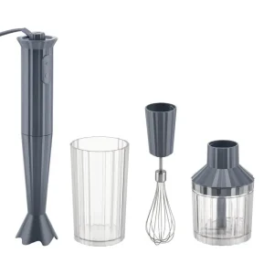 Alessi Haushaltsgeräte^Plissé Stabmixer mit Schneebesen und Zerkleinerer, Grau
