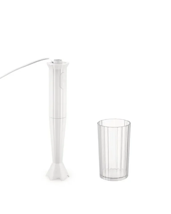 Alessi Haushaltsgeräte^Plissé Stabmixer mit Schneebesen und Zerkleinerer, Weiß