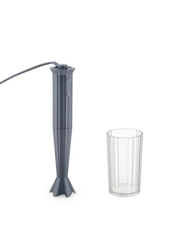 Alessi Haushaltsgeräte^Plissé Stabmixer mit Schneebesen und Zerkleinerer, Grau