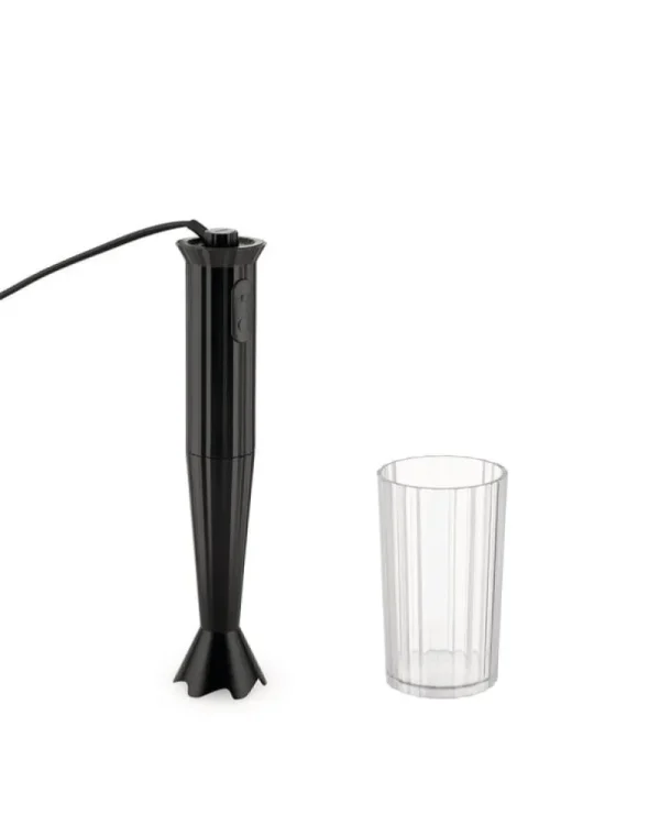 Alessi Haushaltsgeräte^Plissé Stabmixer mit Schneebesen und Zerkleinerer, Schwarz