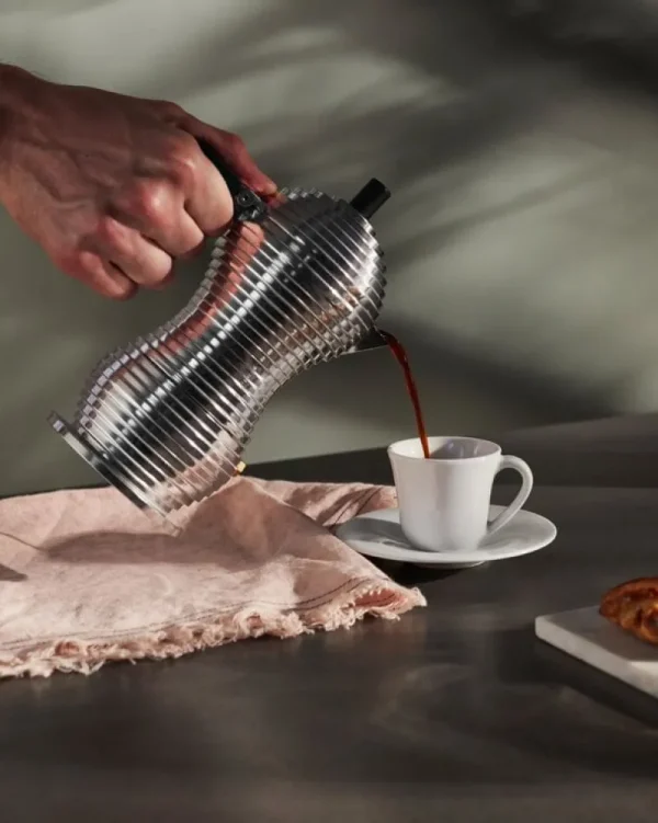 Alessi Karaffen Und Krüge^Pulcina Espressokocher für Induktionsherd, 3 Tassen, Aluminium - schwarz