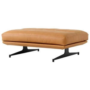 &Tradition Sitzgelegenheiten-&Tradition Inland AV32 Pouf, schwarz - cognacbraunes Noble-Leder