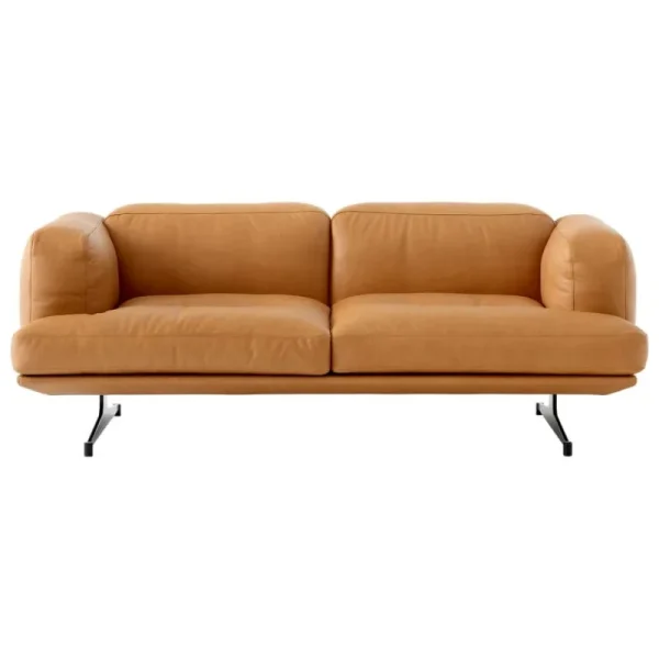 &Tradition Sofas Und Liegen-&Tradition Inland AV22 2-Sitzer-Sofa, schwarz - cognacbraunes Noble-Leder