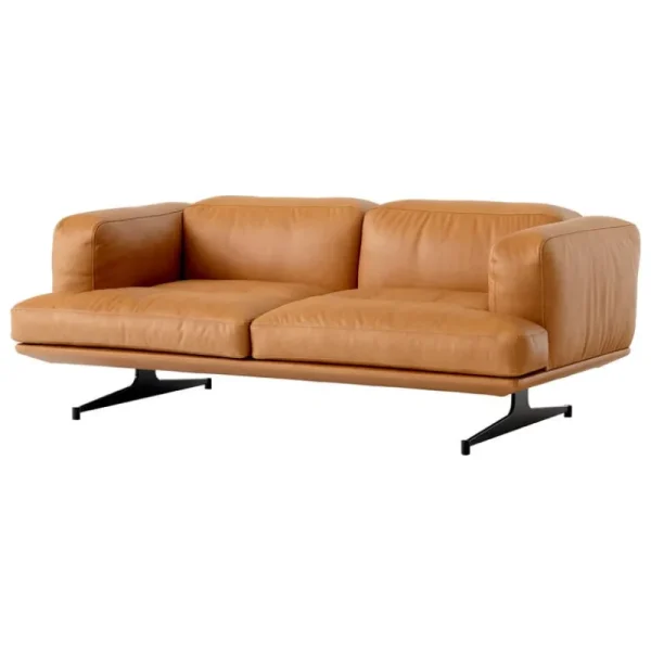 &Tradition Sofas Und Liegen-&Tradition Inland AV22 2-Sitzer-Sofa, schwarz - cognacbraunes Noble-Leder