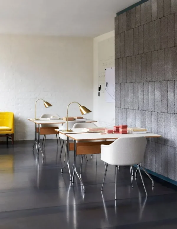 &Tradition Schreibtische Und Raumtrenner | Tische^&Tradition Pavilion AV16 Schreibtisch, Mushroom-Linoleum – Eiche – Chrom