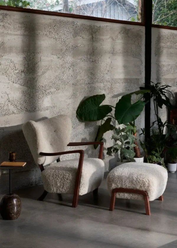 Carl Hansen & Su00f8n Sitzgelegenheiten-&Tradition Wulff ATD2 Loungesessel und ATD3 Hocker, Mondgelb – Eiche