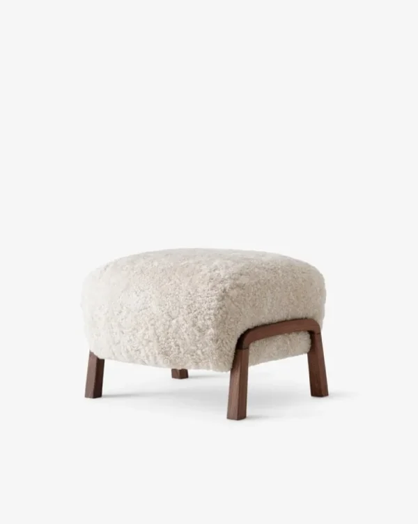 &Tradition Sitzgelegenheiten-&Tradition Wulff ATD2 Loungesessel und ATD3 Hocker, Mondgelb – Nussbaum