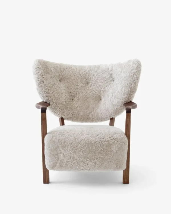 &Tradition Sitzgelegenheiten-&Tradition Wulff ATD2 Loungesessel und ATD3 Hocker, Mondgelb – Nussbaum