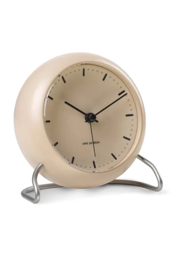 Arne Jacobsen Uhren-AJ City Hall Tischuhr mit Wecker, sandbeige