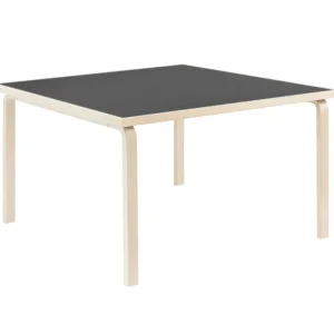 Hartu00f4 Tische-Artek Aalto 84 Tisch, 120 x 120 cm, Birke - schwarzes Linoleum