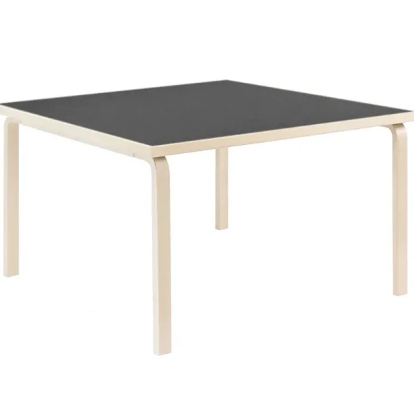 Hartu00f4 Tische-Artek Aalto 84 Tisch, 120 x 120 cm, Birke - schwarzes Linoleum