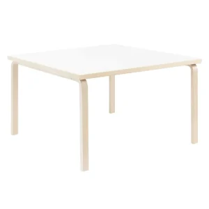 Artek Tische-Aalto 84 Tisch, 120 x 120 cm, Birke - weißes Laminat