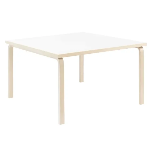 Artek Tische-Aalto 84 Tisch, 120 x 120 cm, Birke - weißes Laminat
