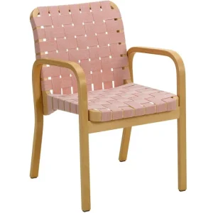 GUBI Sitzgelegenheiten-Artek Aalto Armchair 45, honigfarben - naturfarben/rotes Geflecht