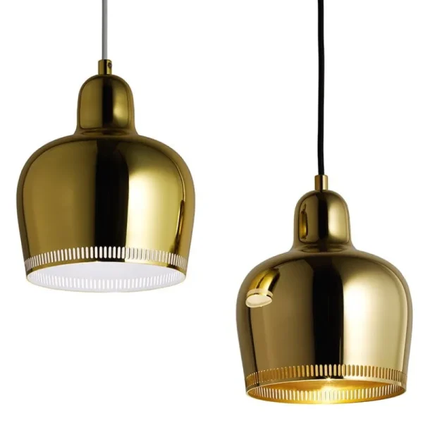 Louis Poulsen Deckenleuchten-Artek Aalto Hängeleuchte A330S „Golden Bell Savoy“, Messing