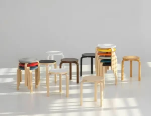 Hem Sitzgelegenheiten-Artek Aalto Hocker 60, petrol/Birke