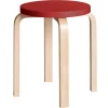 Tolix Sitzgelegenheiten-Artek Aalto Hocker E60, rot/Birke