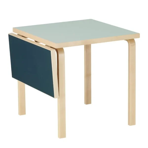 NORR11 Tische-Artek Aalto Klapptisch DL81C, Birke - dampfgraues/rauchblaues Linoleum
