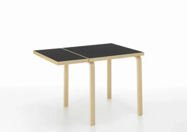&Tradition Tische-Artek Aalto Klapptisch DL81C, Birke - schwarzes Linoleum
