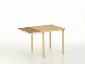 &Tradition Tische-Artek Aalto Klapptisch DL81C, Birke - lehm-/walnussbraunes Linoleum