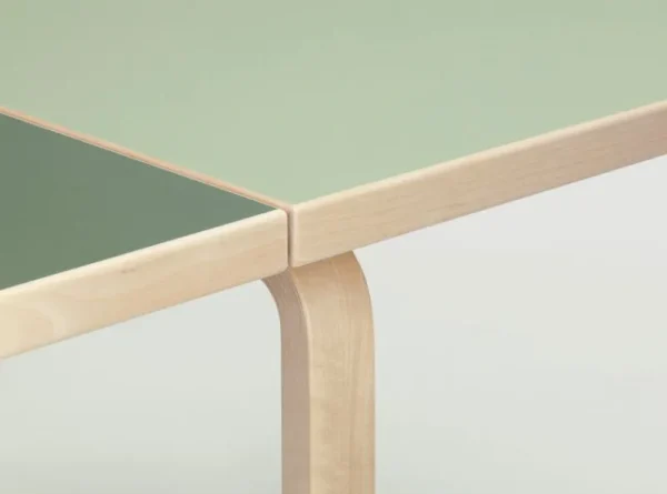 Fogia Tische-Artek Aalto Klapptisch DL81C, Birke - pistazien-/olivgrünes Linoleum