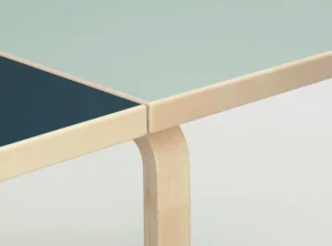 NORR11 Tische-Artek Aalto Klapptisch DL81C, Birke - dampfgraues/rauchblaues Linoleum
