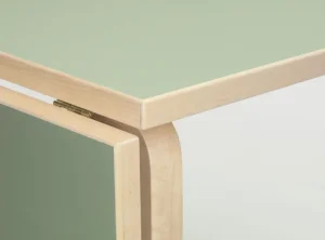 Fogia Tische-Artek Aalto Klapptisch DL81C, Birke - pistazien-/olivgrünes Linoleum