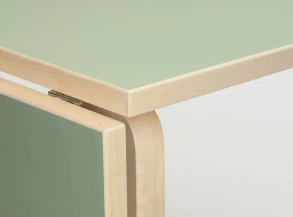 Fogia Tische-Artek Aalto Klapptisch DL81C, Birke - pistazien-/olivgrünes Linoleum