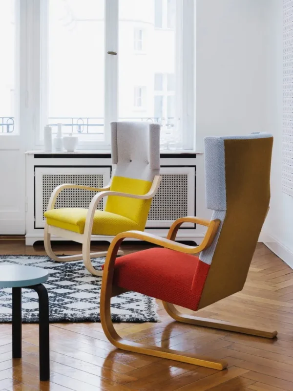 Muuto Sitzgelegenheiten-Artek Aalto Sessel 401, Birke - weiß Hallingdal 100