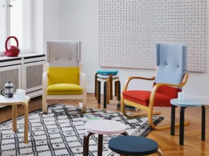 Muuto Sitzgelegenheiten-Artek Aalto Sessel 401, Birke - weiß Hallingdal 100