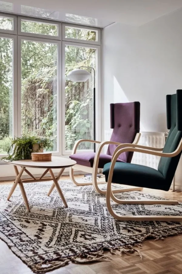 Muuto Sitzgelegenheiten-Artek Aalto Sessel 401, Birke - weiß Hallingdal 100