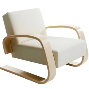 Artek Sitzgelegenheiten-Aalto Sessel 400 „Tank“, Birke - weiß Hallingdal 100