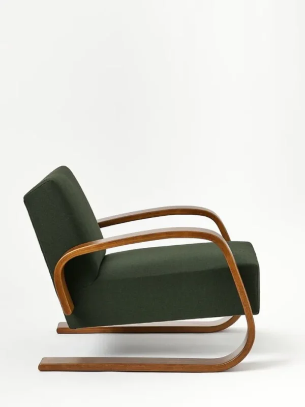 Hem Sitzgelegenheiten-Artek Aalto Sessel 400 „Tank“, Nussbaum - Dunkelgrün Vidar 972