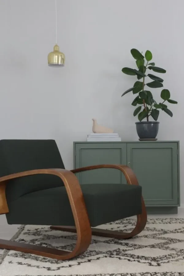 Hem Sitzgelegenheiten-Artek Aalto Sessel 400 „Tank“, Nussbaum - Dunkelgrün Vidar 972