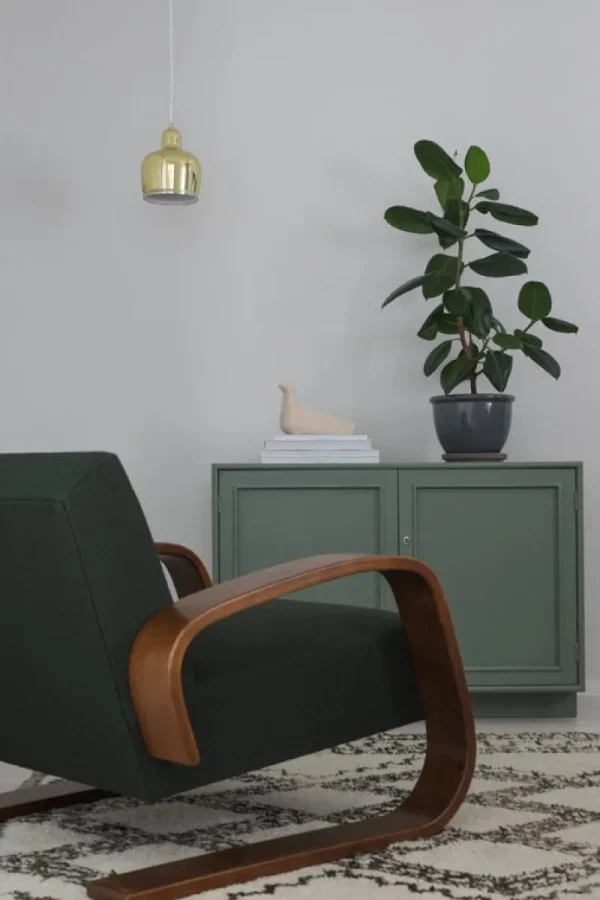 Hem Sitzgelegenheiten-Artek Aalto Sessel 400 „Tank“, Nussbaum - Dunkelgrün Vidar 972