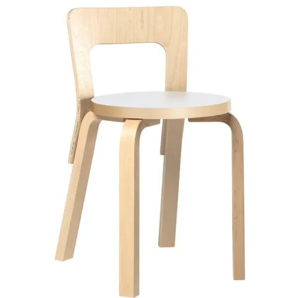 HAY Sitzgelegenheiten-Artek Aalto Stuhl 65, Birke - weißes Laminat