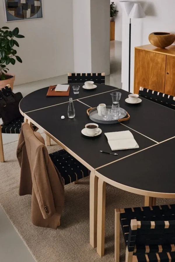 Skagerak Sitzgelegenheiten-Artek Aalto Stuhl 611, Birke/schwarzes Gewebe