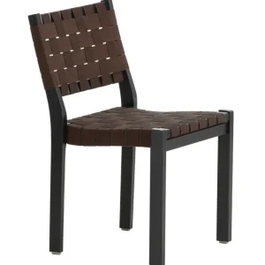 &Tradition Sitzgelegenheiten-Artek Aalto Stuhl 611, schwarz/schwarz-braunes Gurtband
