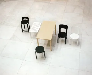 Mattiazzi Sitzgelegenheiten-Artek Aalto Stuhl 66, schwarz lackiert