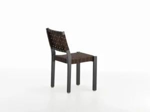 &Tradition Sitzgelegenheiten-Artek Aalto Stuhl 611, schwarz/schwarz-braunes Gurtband