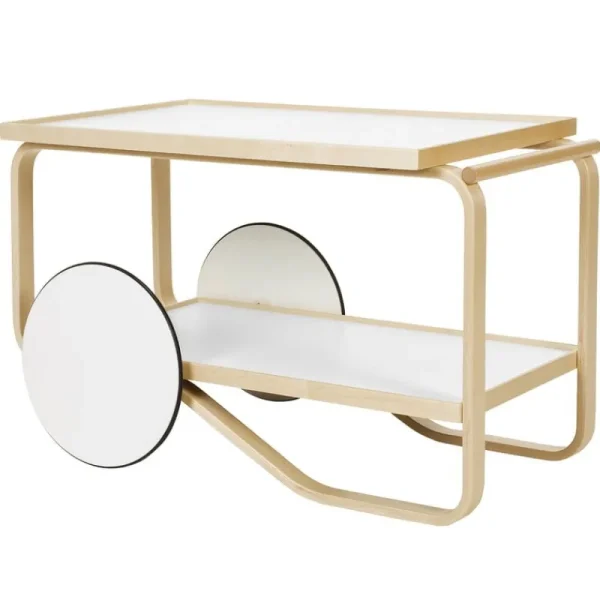 Artek Tische-Aalto Teewagen 901, weiß/Birke