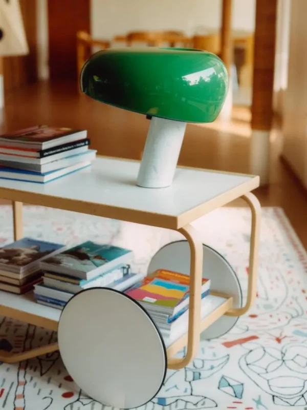 Artek Tische-Aalto Teewagen 901, weiß/Birke