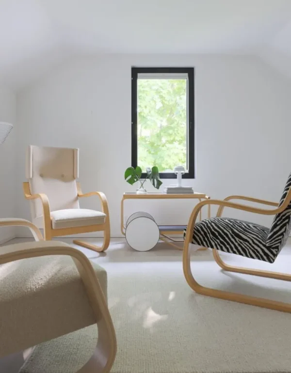 Artek Tische-Aalto Teewagen 901, weiß/Birke