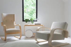 Artek Tische-Aalto Teewagen 901, weiß/Birke