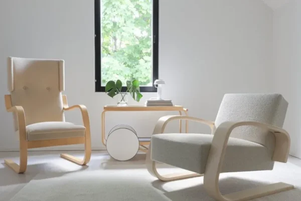 Artek Tische-Aalto Teewagen 901, weiß/Birke