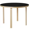 Artek Tische-Aalto Tisch 90A, Birke - Linoleum schwarz