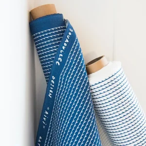 Artek Stoffe^Canvas-Baumwollstoff Rivi, 150 x 300 cm, blau – weiß