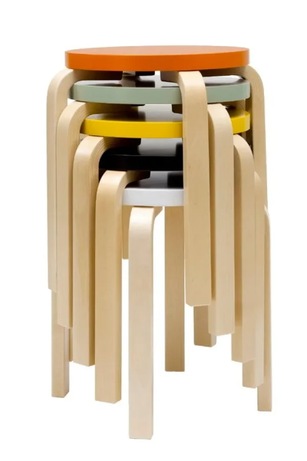 HAY Sitzgelegenheiten-Artek Hocker Aalto E60, gelb – Birke
